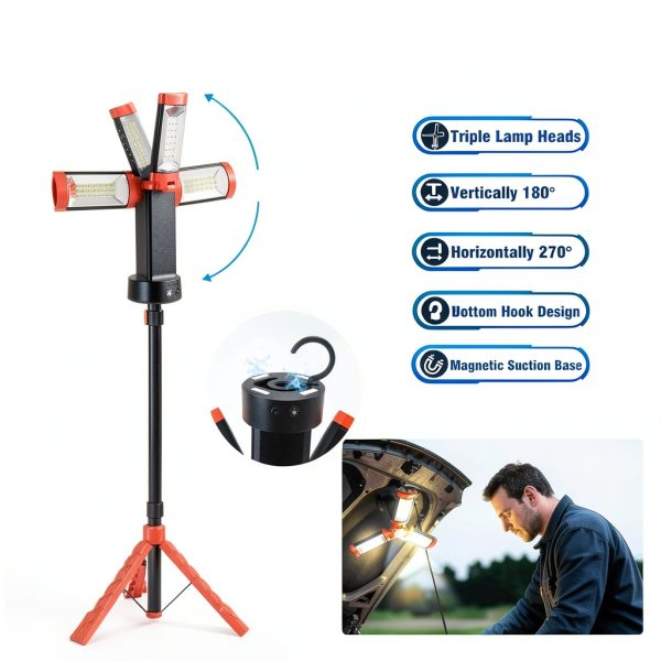 AKOFUN Rechargeable LED Work Light Tripod Stand 12000mAh-4
