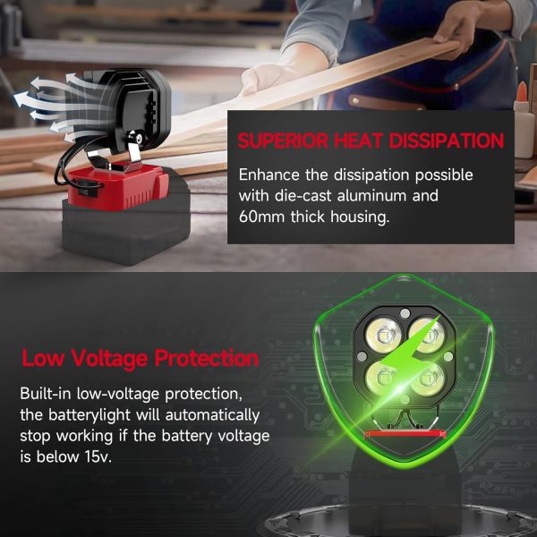 Azocek LED Work Light 40W 6000 Lumen Battery Powered-4