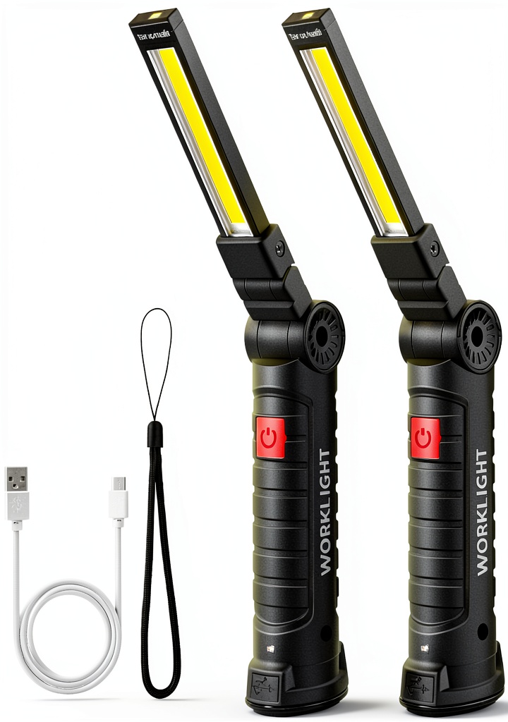 Suranew LED work light showing magnetic base and rotatable head
