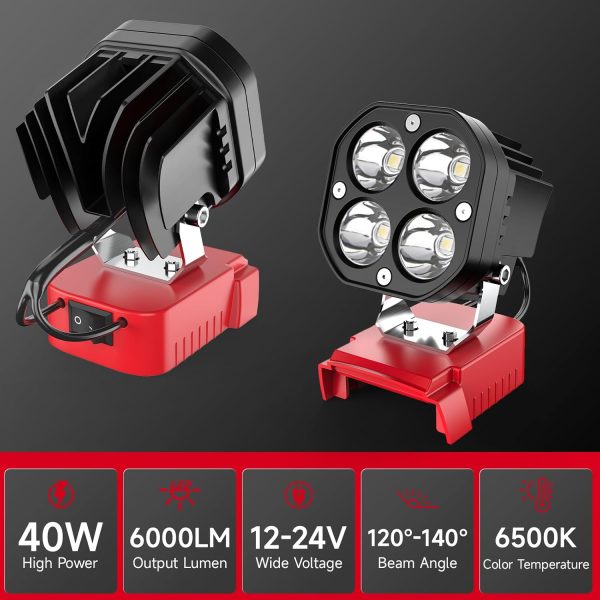 Azocek LED Work Light 40W 6000 Lumen Battery Powered-2