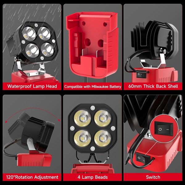 Azocek LED Work Light 40W 6000 Lumen Battery Powered-3