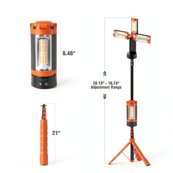 AKOFUN Rechargeable LED Work Light Tripod Stand 12000mAh-7