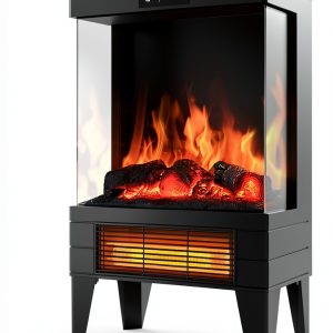 OYLUS Electric Fireplace Heater Classic Matte Black-0